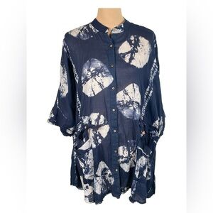 Intimately Free People blue tie-dye top, boho beachy lounge oversized XS